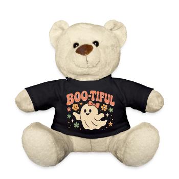 Motif d'Halloween avec un dicton drôle et mignon « Boo-tiful Ghost » - Nounours - noir - Devant