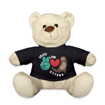 Seeotter Cartoon Frieden Liebe - Teddy - Schwarz - Vorne