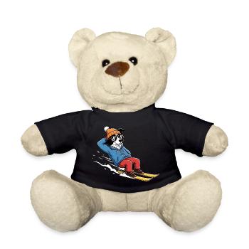 Chien de ski détendu avec lunettes de soleil et chapeau - Nounours - noir - Devant