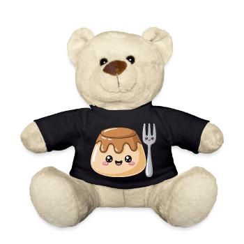 Pudding with fork - Teddy Bear - black - Front