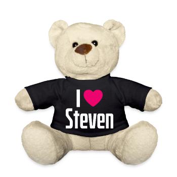 I Love Steven Pinkes Herz Ich liebe Steven - Teddy - Schwarz - Vorne