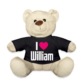 I Love William Pinkes Herz Ich liebe William - Teddy - Schwarz - Vorne