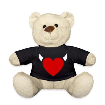 Little Devil Heart Horns - Teddy Bear - black - Front