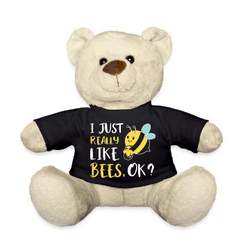 Cute Bee Cartoon Honey Bee Bee Fan - Teddy Bear - black - Front