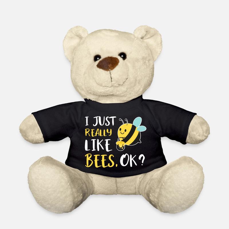 Cute Bee Cartoon Honey Bee Bee Fan - Teddy Bear - black