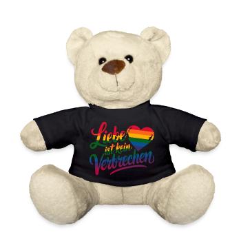 Love Is Not A Crime Rainbow Heart LGBT - Teddy Bear - black - Front