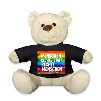 Human Rights Instead of Right-Wing People Statement - Teddy Bear - black - Front