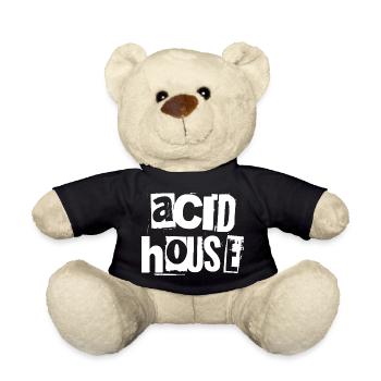 Acid House Grunge Typographic Tee - Teddy Bear - black - Front