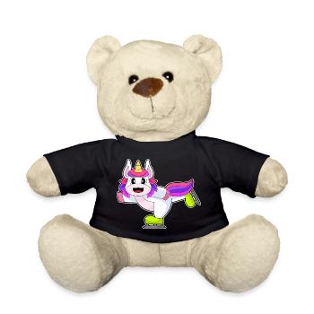 Einhorn Eislaufen Schlittschuhe Wintersport - Teddy Bear - black - Front