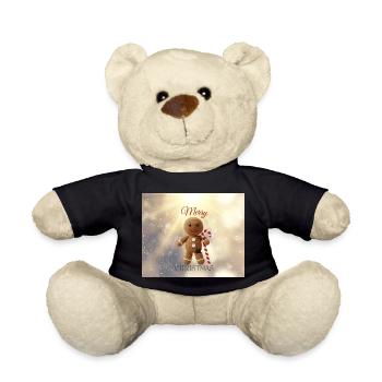 Gingerbread Man with Candy Cane Christmas - Teddy Bear - black - Front