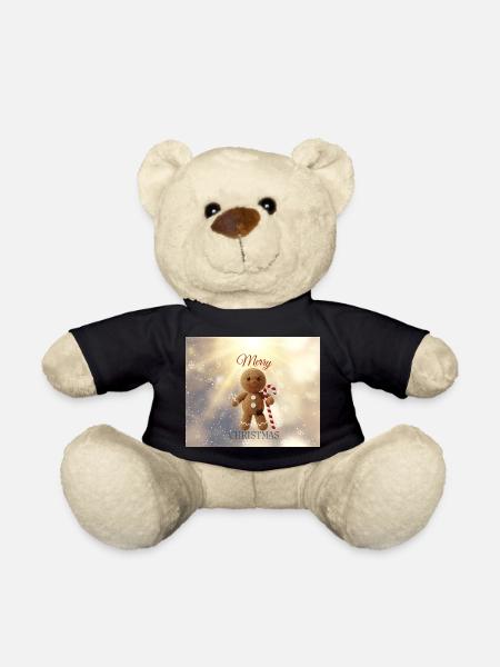 Gingerbread Man with Candy Cane Christmas - Teddy Bear - black