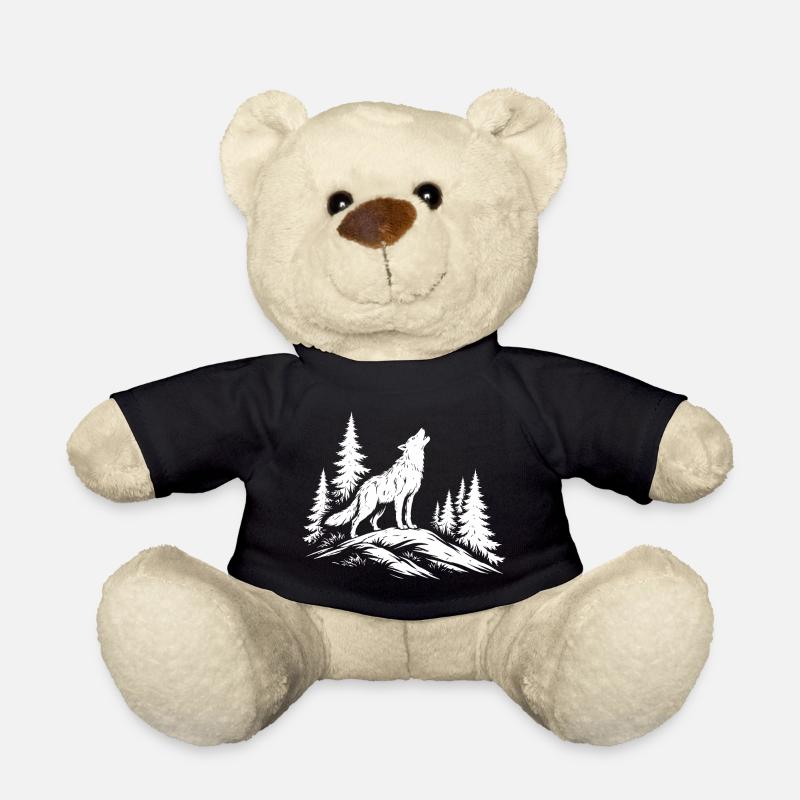 howling wolf - Teddy Bear - black