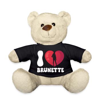 I Love Brunette Heart Silhouette - Teddy Bear - black - Front