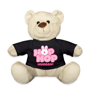 Hop Hop Hourra | Motif de la jolie phrase de lapin - Nounours - noir - Devant