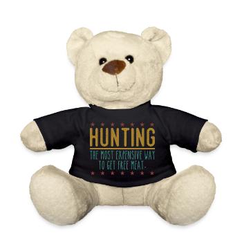 Jäger Lustiger Spruch – Gratis Fleisch Design - Teddy - Schwarz - Vorne