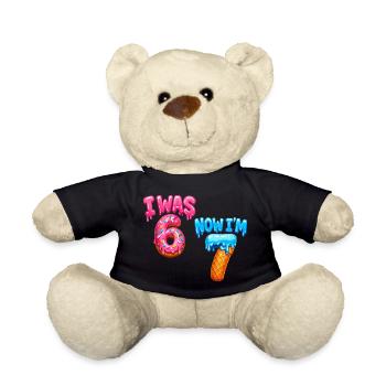 7th Birthday Boy 7 Years Old, I Was 6 Now In 7 - Teddy Bear - black - Front