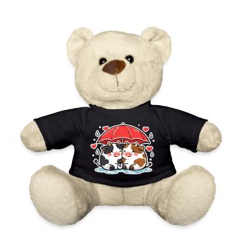 Cow duo under umbrella - Teddy Bear - black - Front