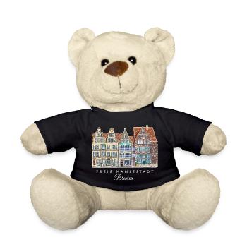 Free Hanseatic City of Bremen - Row of Houses Drawing - Teddy Bear - black - Front