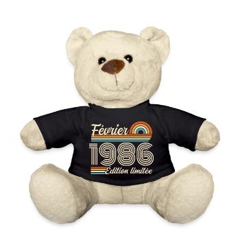 Nées en Février 1986 | 40ème Anniversaire - Nounours - noir - Devant