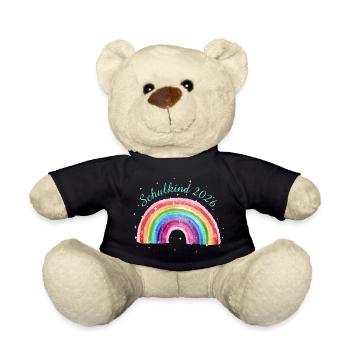 Regenbogen mit Sternchen - Schulkind 2026 Pastell - Teddy - Schwarz - Vorne