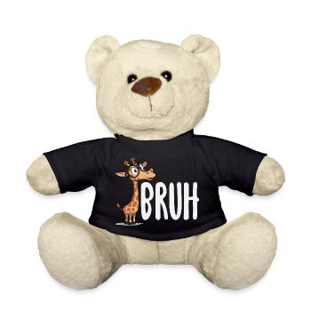 Bruh Giraffe with Glasses Funny Meme - Teddy Bear - black - Front