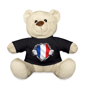 Französische Flagge zerrissen, patriotischer Stil Frankreichs - Teddy - Schwarz - Vorne