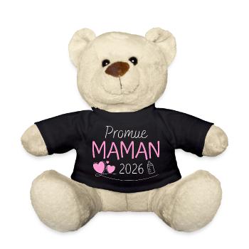 Promue Maman 2026 Cadeau grossesse naissance bébé - Nounours - noir - Devant