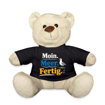 Moin Meer Fertig Möwe lustig Spruch  - Teddy - Schwarz - Vorne