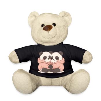 Câlins de pandas en sweat à capuche – Pastel Kawaii - Nounours - noir - Devant
