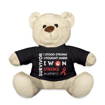 Stroke Survivor - I Stood Strong Fought Hard - Teddy Bear - black - Front