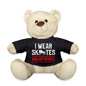 I Wear Skates Distressed Graphic - Teddy Bear - black - Front