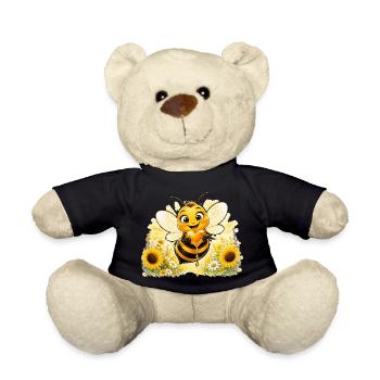 Biene Honig Imker Honigwabe Blumen Wiese Insekt - Teddy - Schwarz - Vorne