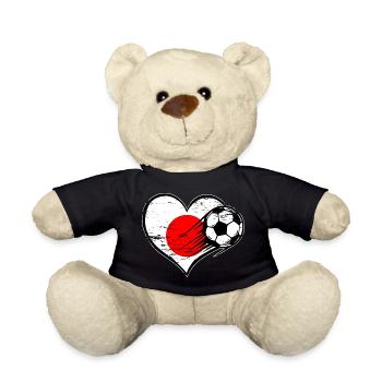 Japan flag football with heart used - Teddy Bear - black - Front