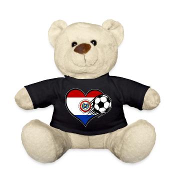 Paraguay Flagge Fußball mit Herz - Teddy - Schwarz - Vorne