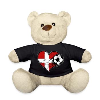 Dänemark Flagge Fußball mit Herz used - Teddy - Schwarz - Vorne