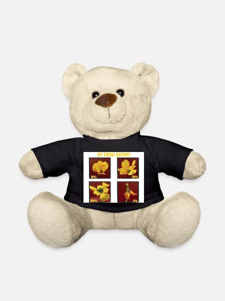 Meine soziale Batterie lustige gelbe Tulpenblume - Teddy - Schwarz