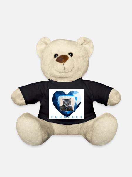 Furrfect Blue Diamond Heart Tabby-Katzen-Ästhetik - Teddy - Schwarz