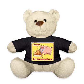 Schwein KI-Datenzentrum Cartoon - Teddy - Schwarz - Vorne