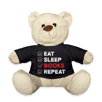 Eat Sleep Books Repeat Book Lover Gift - Teddy Bear - black - Front