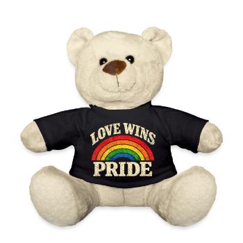 Love Wins Pride Regenbogen CSD LGBTQ Community - Teddy - Schwarz - Vorne