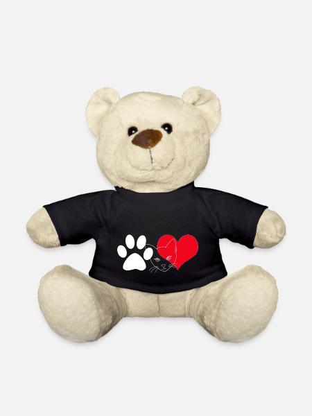 Katzengesicht Herz Pfote - Teddy - Schwarz