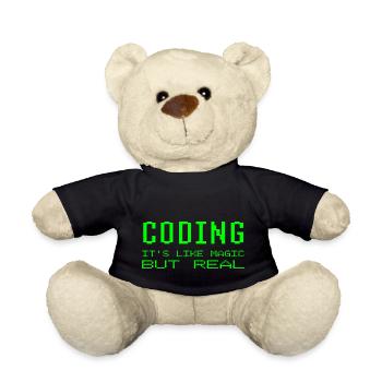 Coding It's Like Magic But Real Programming Joke - Teddy Bear - black - Front