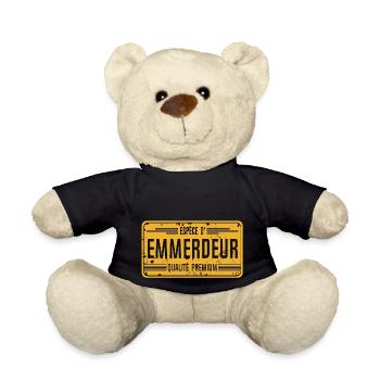 emmerdeur insulte humour panneau plaque - Nounours - noir - Devant