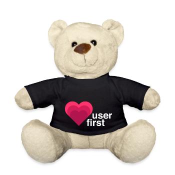 UX Designer T-Shirt, User first, Pink - Teddy Bear - black - Front
