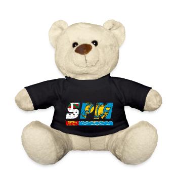 SPM flag flag Saint Pierre and Miquelon Island - Teddy Bear - black - Front