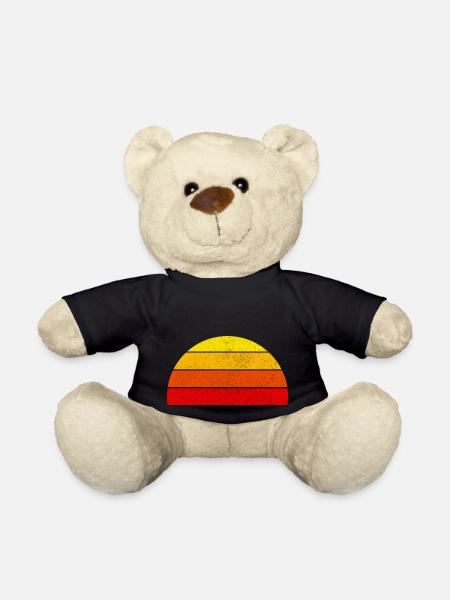 Retro rainbow sunset semicircle - Teddy Bear - black