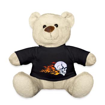 Kopf des Todes Schädel Schädel Flamme Feuer Flamme - Teddy - Schwarz - Vorne