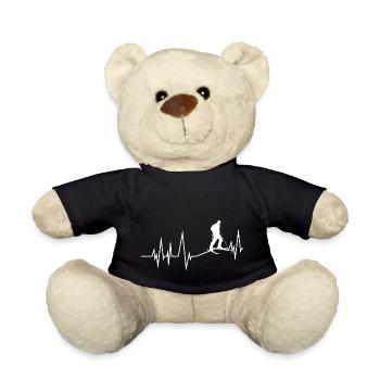 Ski Heartbeat Touring Ski Tour Gift - Teddy Bear - black - Front