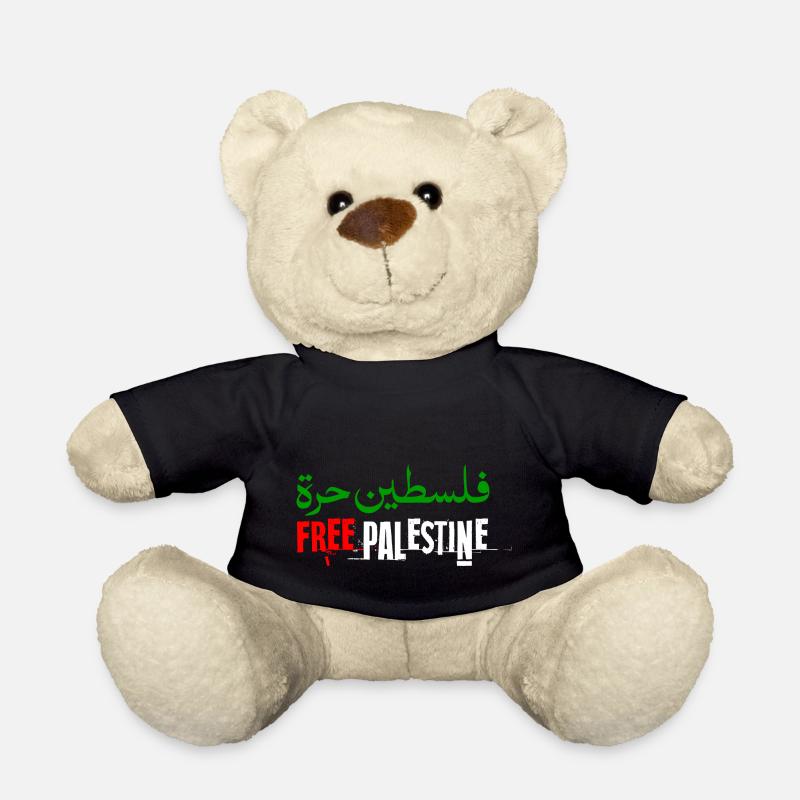Free Palestine Stand With Palestine Arabic Artwork - Teddy Bear - black