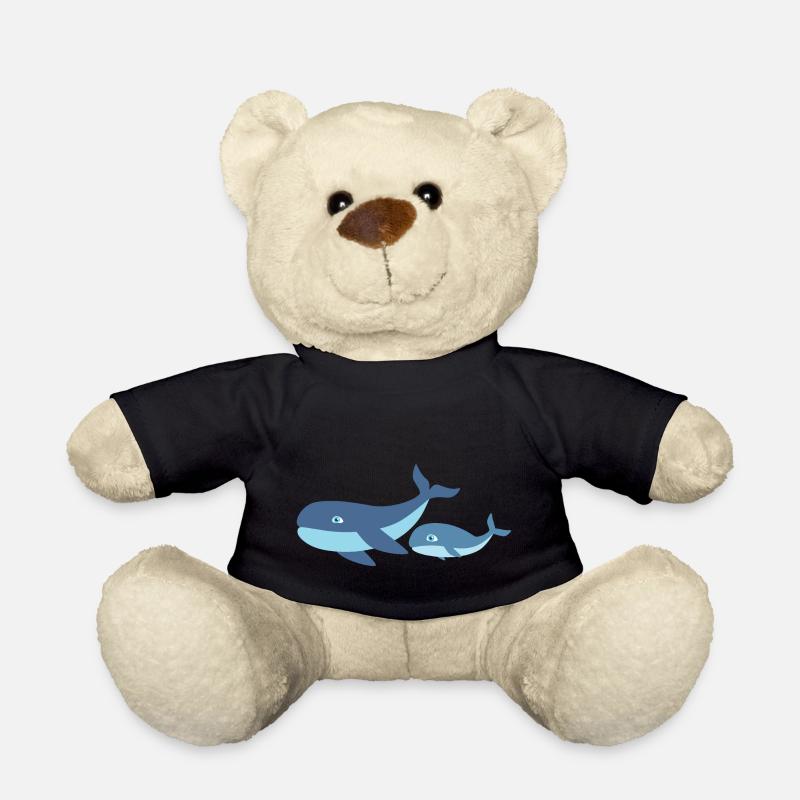 Mère baleine avec enfant baleine - Nounours - noir